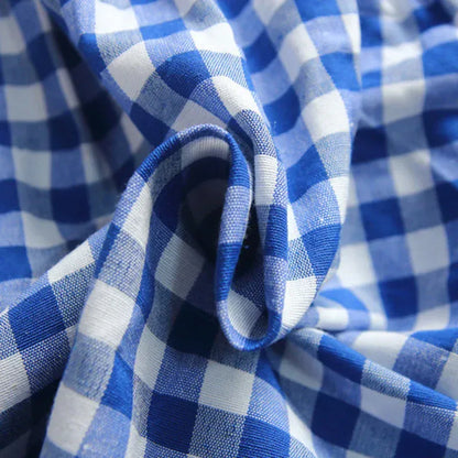 半袖ワンピース キッズワンピース 半袖パフスリーブ チェック ブルー【mh0006041】