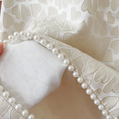 ノースリーブワンピース キッズワンピース ノースリーブハートプリント ドレスワンピース バックリボン パーティ お出かけ ベージュ【mh0006046】