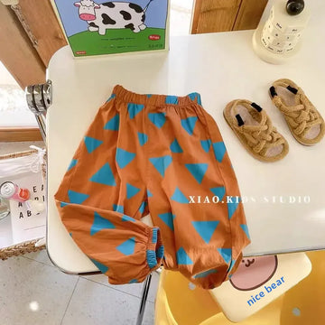 ロングパンツ・スウェットパンツ キッズパンツ サマールーズロングパンツ 幾何学/レターロゴ/コアラ/ダイヤチェック/ストライププリント【mh0006098】