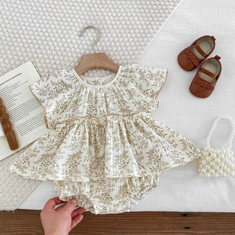 半袖ロンパース ベビーロンパース ノースリーブ スカートボディスーツ/スタンドフリルボディスーツ【mh0006130】