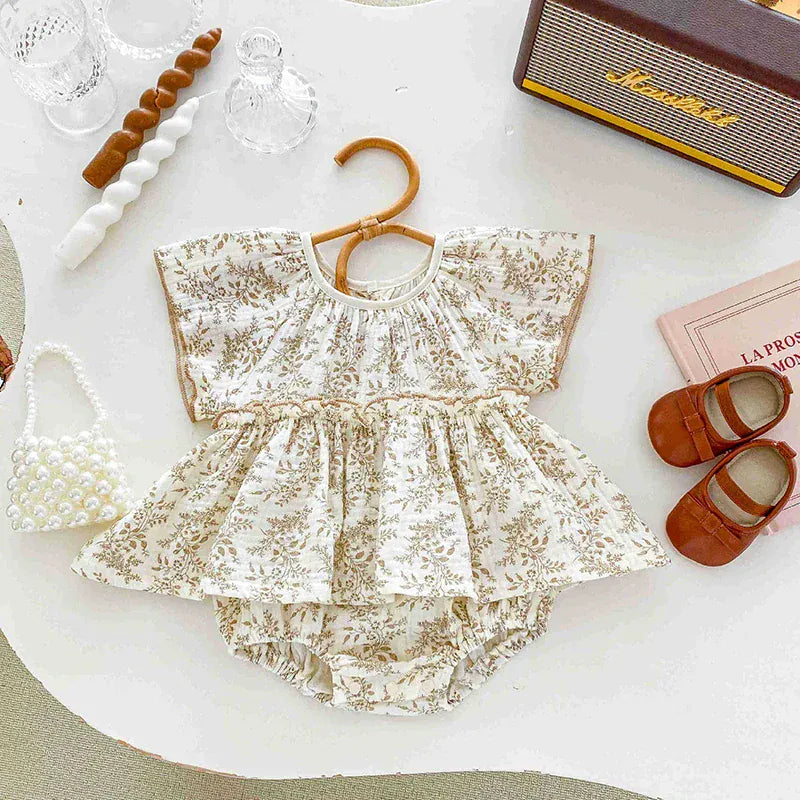 半袖ロンパース ベビーロンパース ノースリーブ スカートボディスーツ/スタンドフリルボディスーツ【mh0006130】