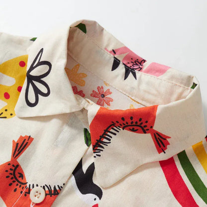 半袖ワンピース キッズワンピース 半袖シャツドレス お絵描きプリント【mh0006138】