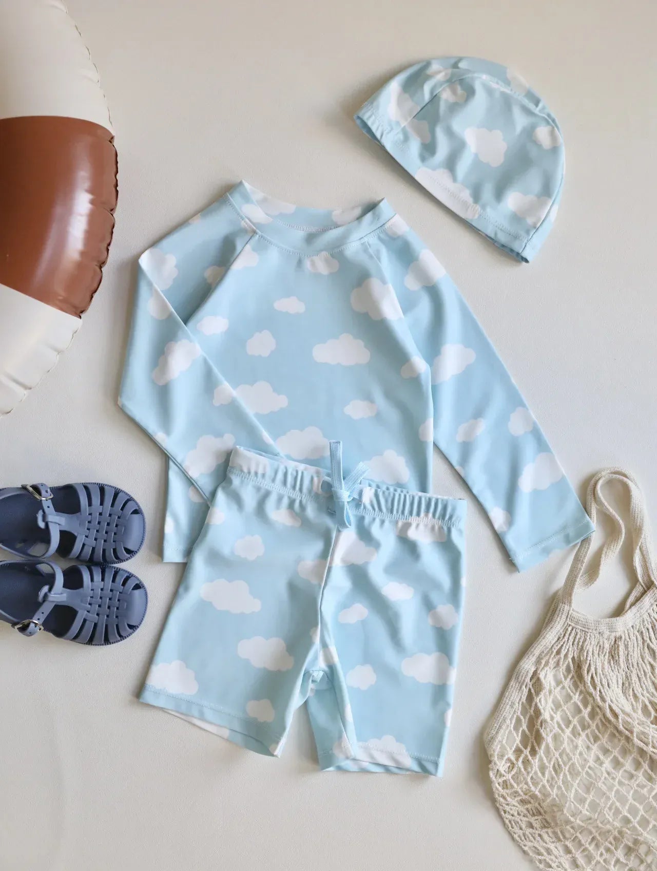 ベビー用水着 キッズ水着 セパレートセット 長袖トップス+ショートパンツ ボーイズ ラッシュガード スイムウェア【mh0006163】