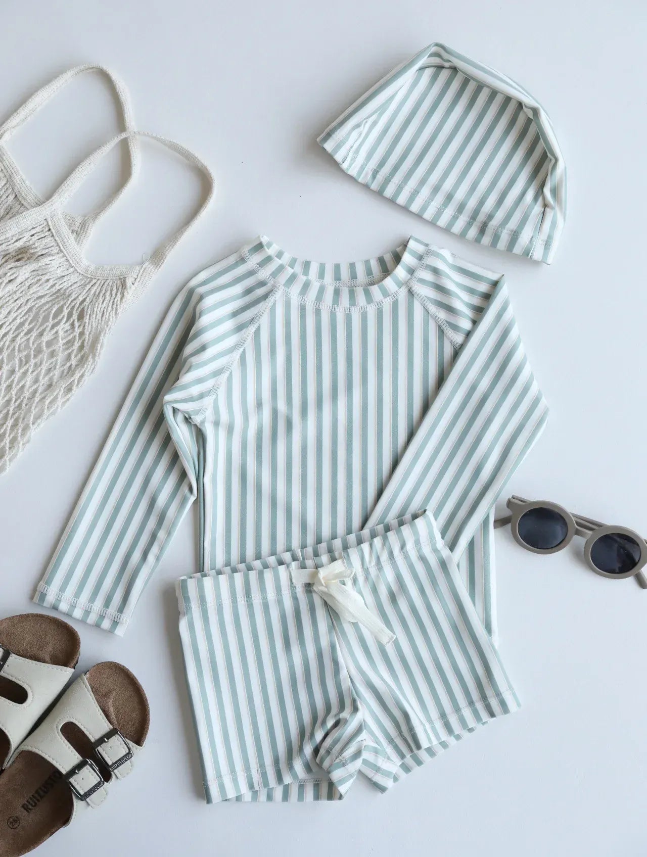 ベビー用水着 キッズ水着 セパレートセット 長袖トップス+ショートパンツ ボーイズ ラッシュガード スイムウェア【mh0006163】