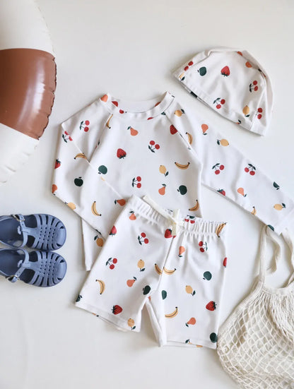 ベビー用水着 キッズ水着 セパレートセット 長袖トップス+ショートパンツ ボーイズ ラッシュガード スイムウェア【mh0006163】