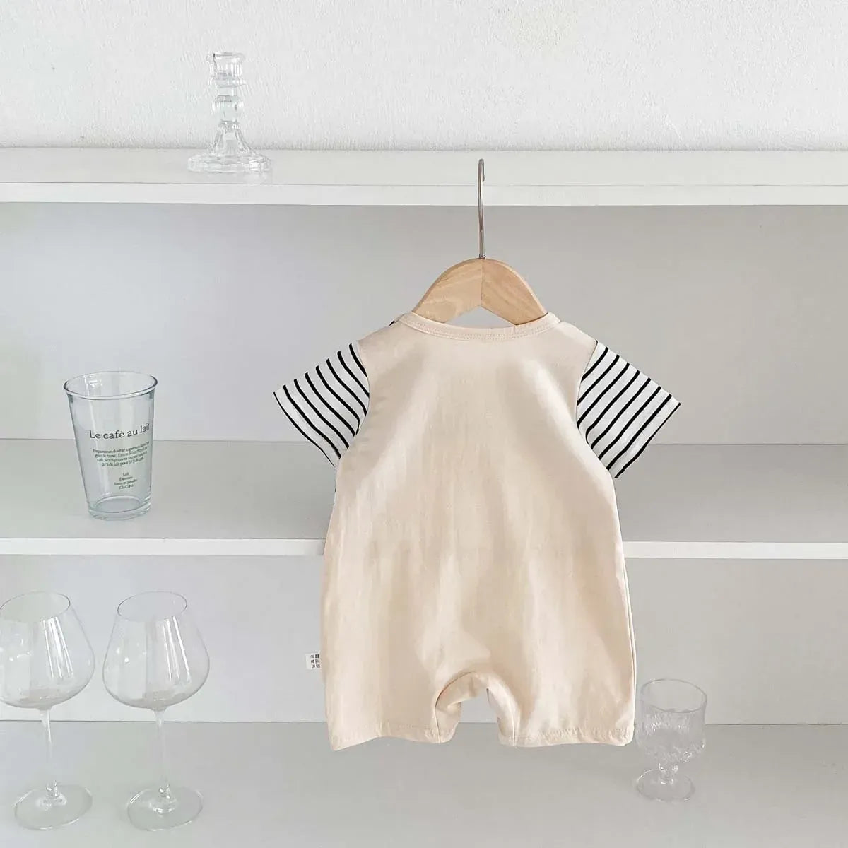 半袖ロンパース ベビーロンパース 半袖ドッキングジャンプスーツ くまベア ボーダー【mh0006194】