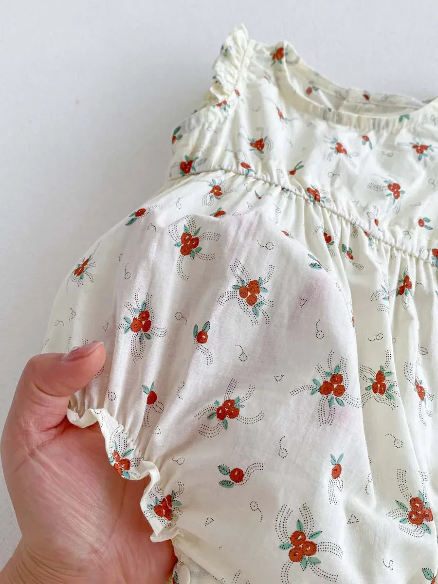 ノースリーブロンパース ベビーロンパース ノースリーブボディスーツ フラワー小花柄プリント【mh0006196】