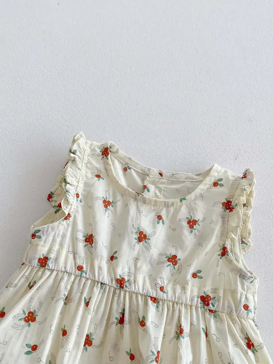 ノースリーブロンパース ベビーロンパース ノースリーブボディスーツ フラワー小花柄プリント【mh0006196】