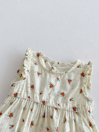 ノースリーブロンパース ベビーロンパース ノースリーブボディスーツ フラワー小花柄プリント【mh0006196】