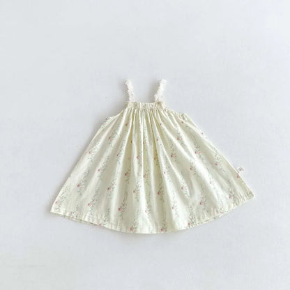 ノースリーブワンピース キッズワンピース キャミソールワンピース フラワープリント/刺繍レース【mh0006223】