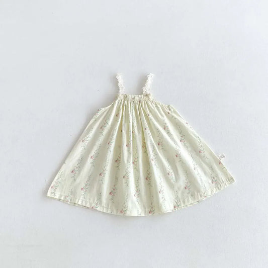 ノースリーブワンピース キッズワンピース キャミソールワンピース フラワープリント/刺繍レース【mh0006223】