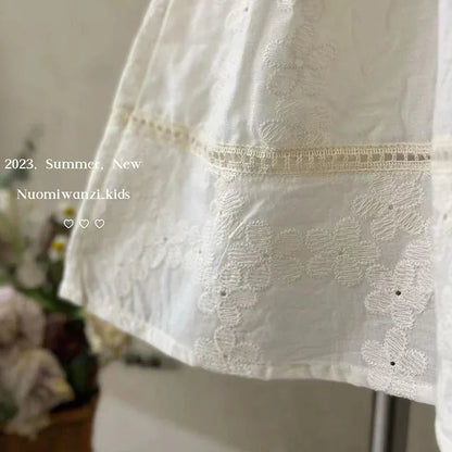 半袖ワンピース キッズワンピース 半袖フリルレースワンピース ピンタック お出かけ ベージュ【mh0006245】