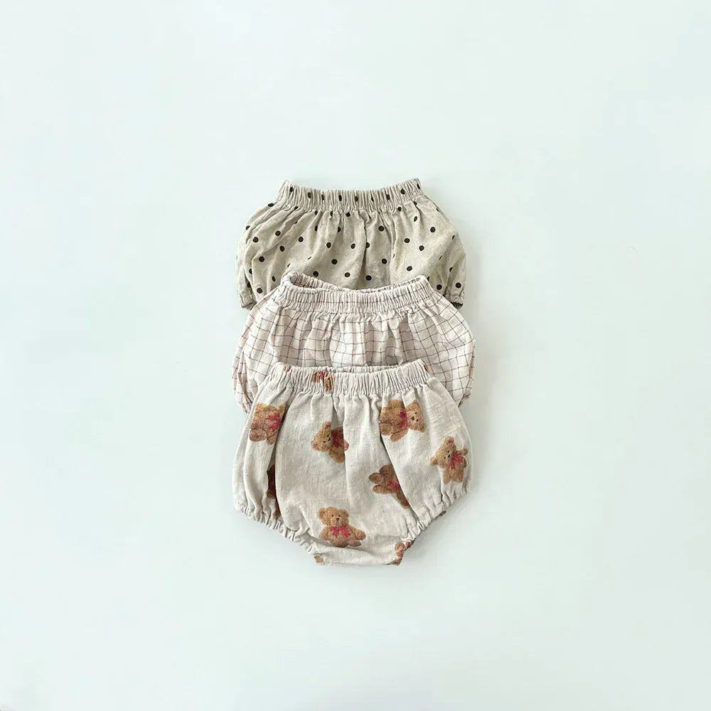 ブルマパンツ ベビーパンツ ブルマパンツ ベアくま/チェック/水玉ドットプリント【mh0006248】