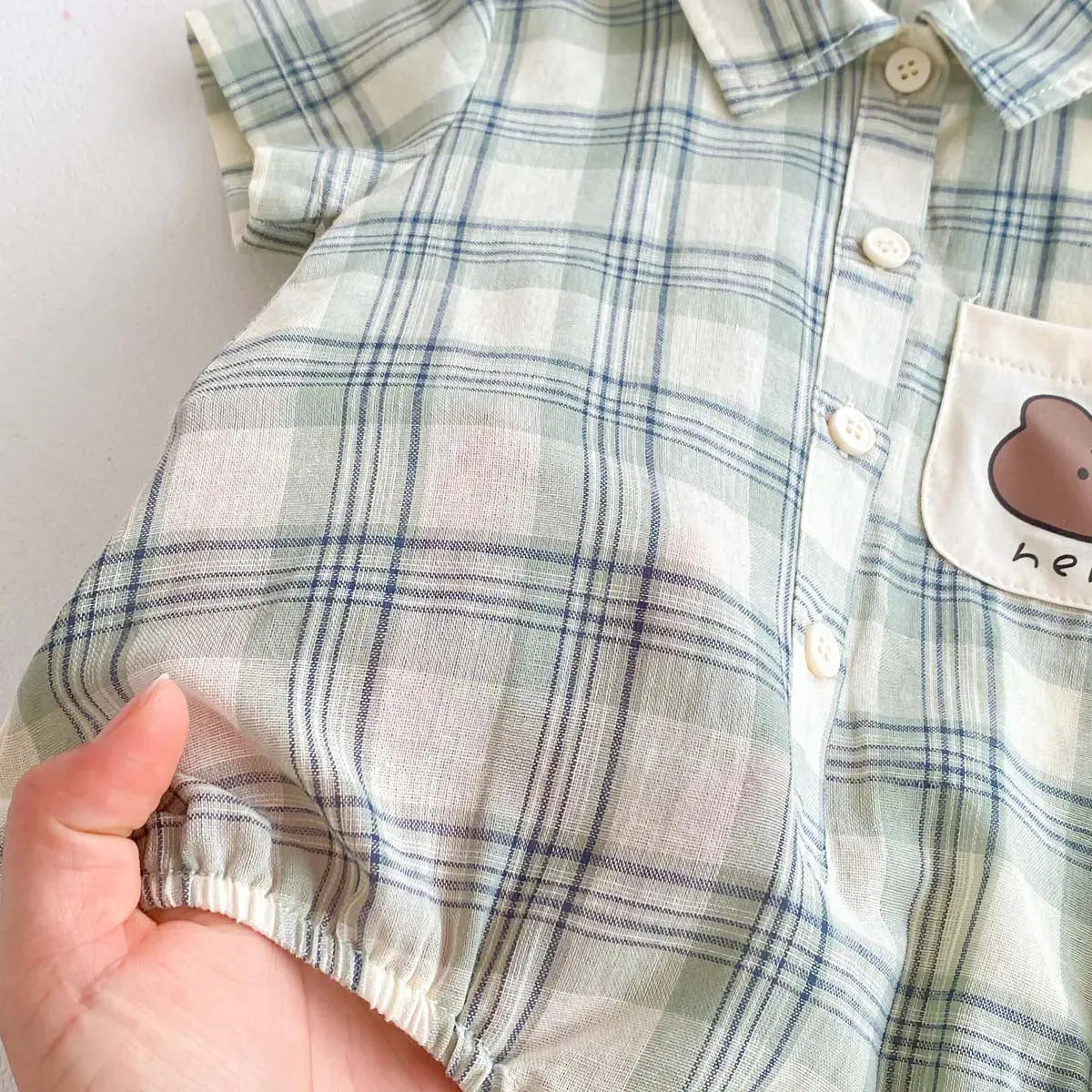 半袖ロンパース ベビーロンパース 半袖シャツボディスーツ レトロチェック【mh0006271】