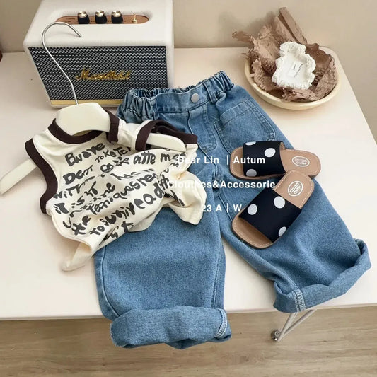 タンクトップ・キャミソール・ノースリーブトップス キッズトップス タンクトップ レターロゴ グラフィティプリント【mh0006323】