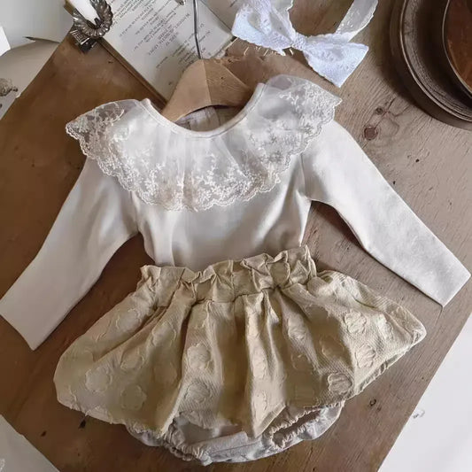 ブルマパンツ ベビースカート ブルマパンツ フラワー刺繍 ドッキング ブルマパンツインスカート【mh0006380】