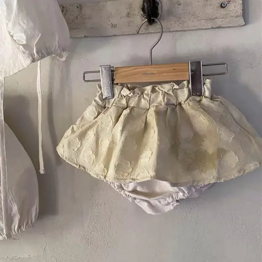 ブルマパンツ ベビースカート ブルマパンツ フラワー刺繍 ドッキング ブルマパンツインスカート【mh0006380】