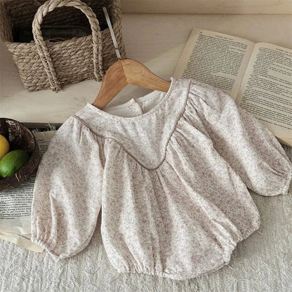 長袖ロンパース ベビーロンパース 長袖ボディスーツ ルーズ フラワー花柄プリント【mh0006386】