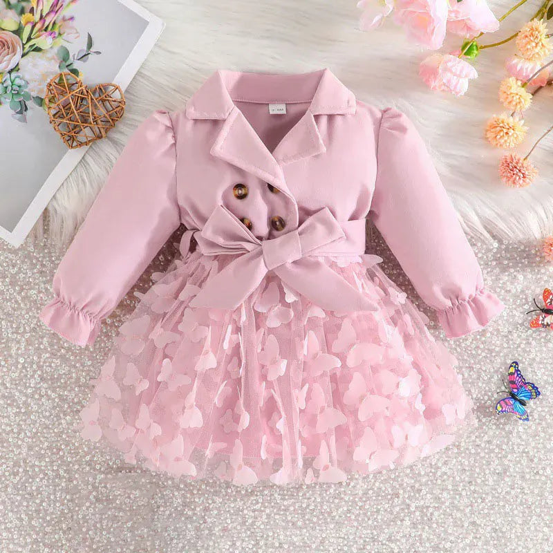 ロングコート ベビーアウター ドレスコート ワンピースジャケット チュチュチュールスカート【mh0006456】