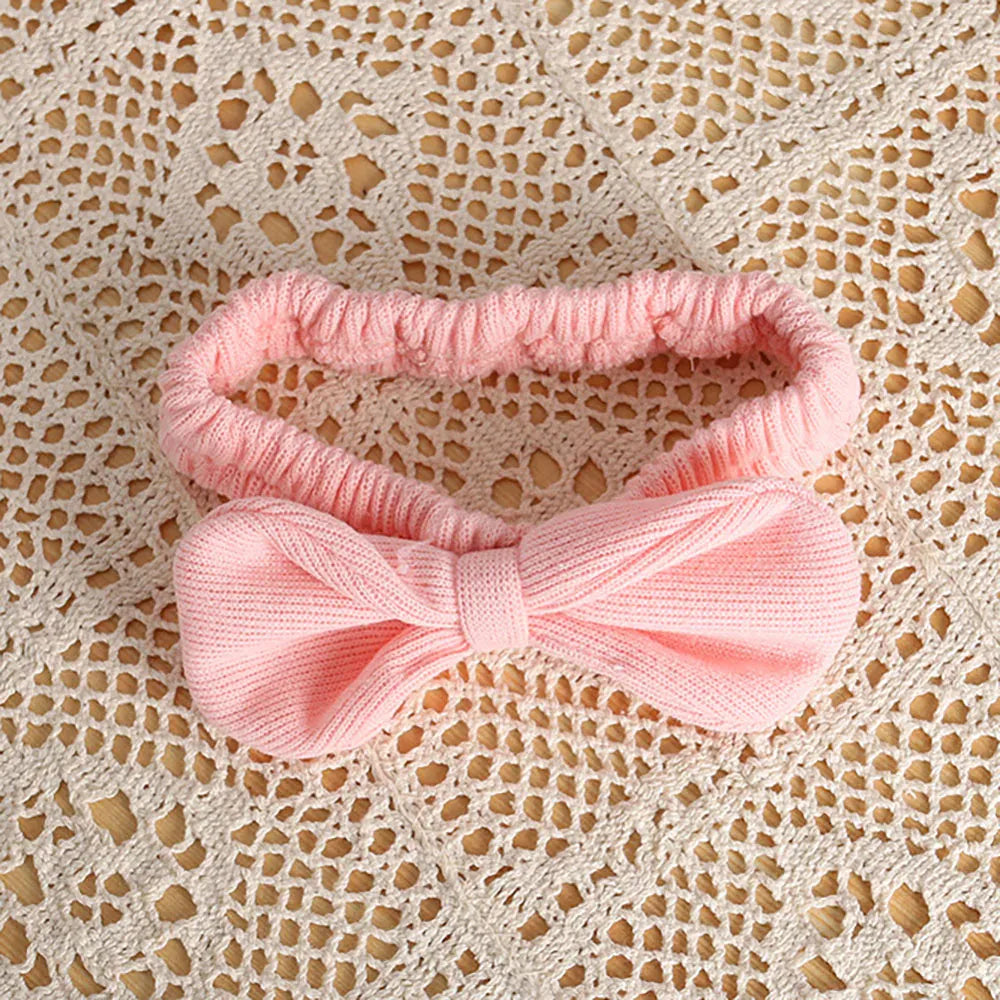 長袖ロンパース ベビーロンパース リボンヘアバンドセット ドッキング長袖ボディスーツ フリル リボン チェリー ピンク【mh0006457】