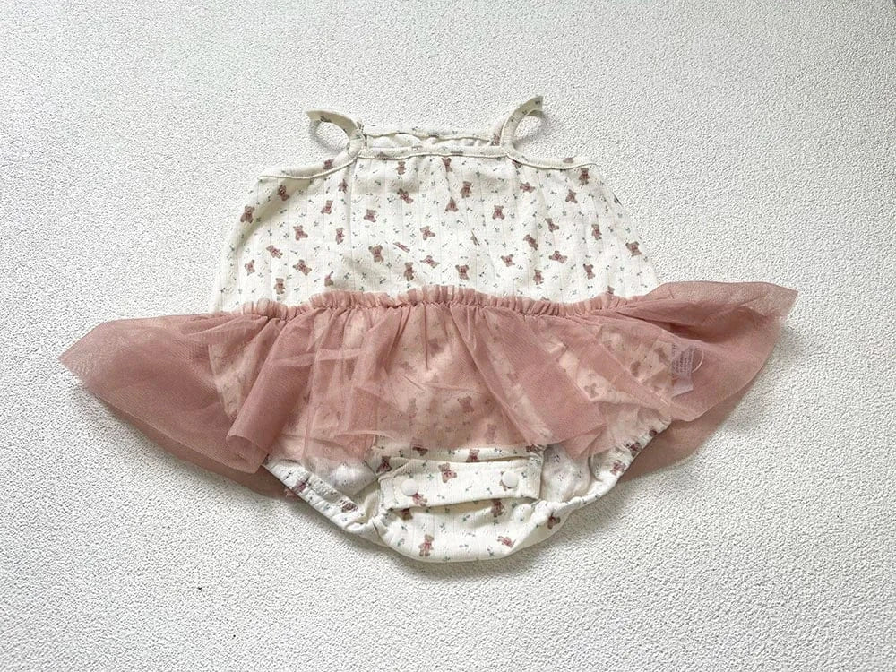 ノースリーブロンパース ベビーロンパース キャミソール チュチュチュールスカートドッキングボディスーツ【mh0006533】