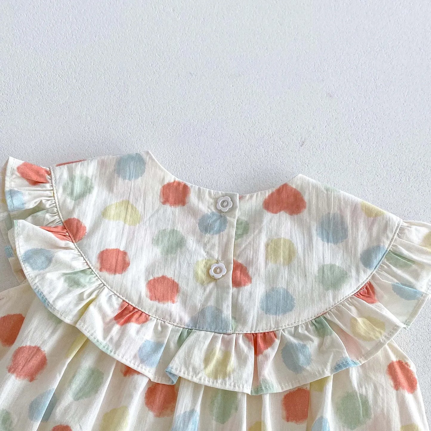 ノースリーブロンパース ベビーロンパース ノースリーブ フリルボディスーツ 水玉ドットハートプリント【mh0006544】