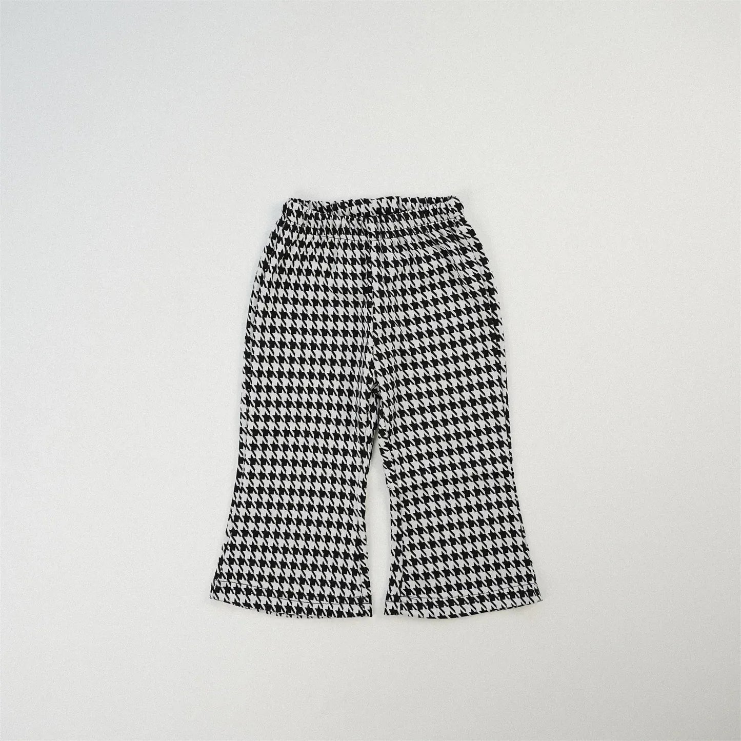 ロングパンツ・スウェットパンツ キッズパンツ プリント柄ワイドフレアパンツ 千鳥格子/レオパード/ハート/水玉ドット【mh0007010】