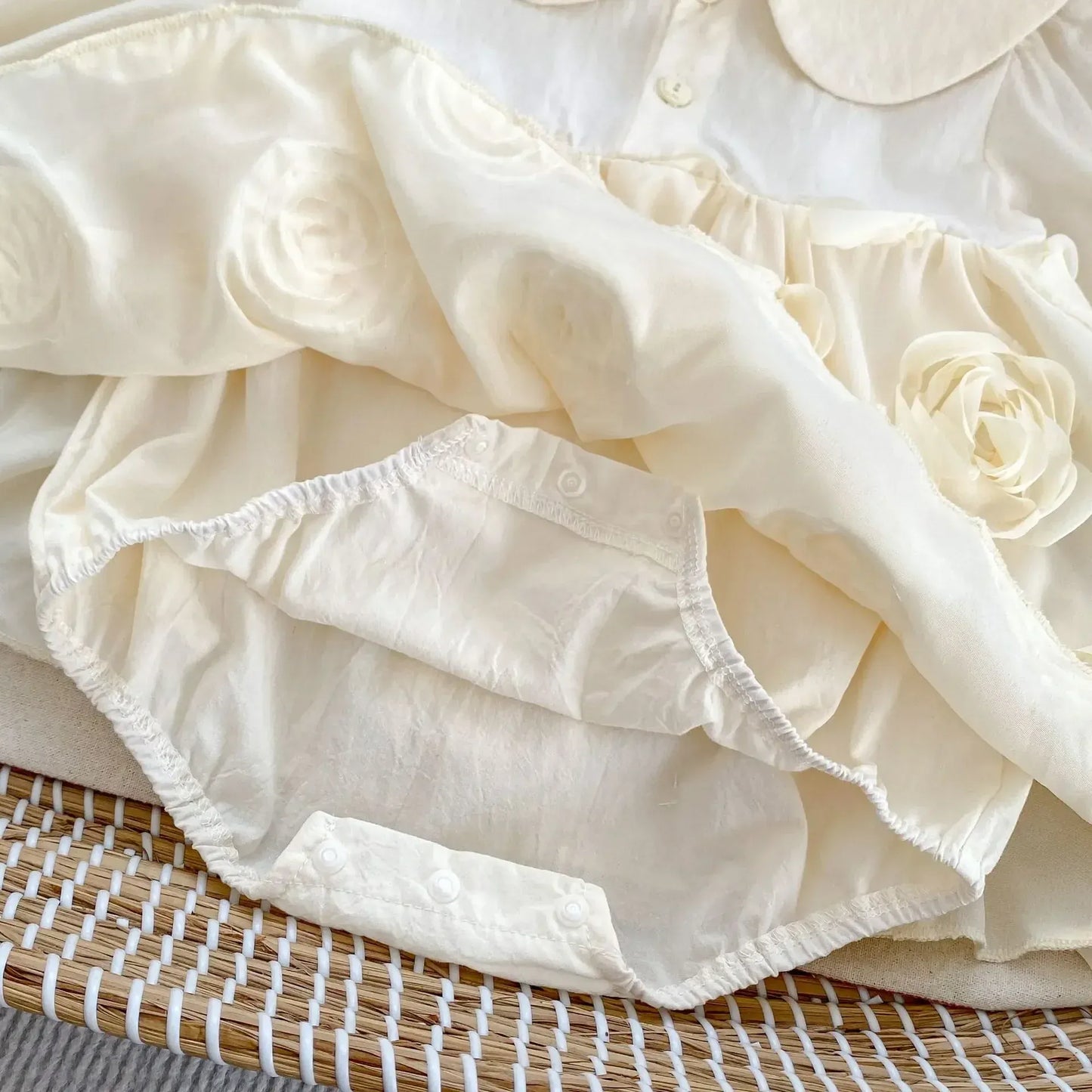 長袖ロンパース ベビーロンパース ローズフラワースカート長袖ボディスーツ ドレスロンパース【mh0007154】