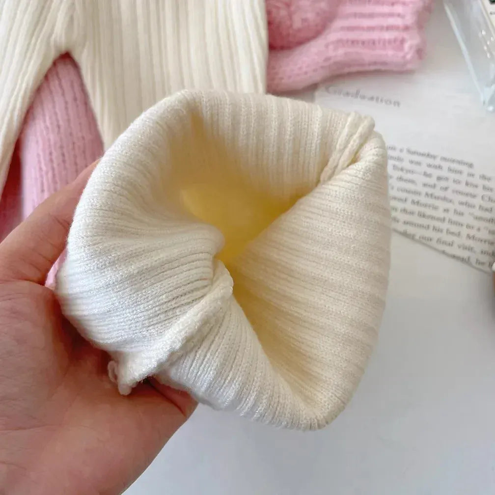 長袖セットアップ キッズトップス/パンツ ぽんぽんルーズニットセーター/ニットフレアパンツ【mh0007219】