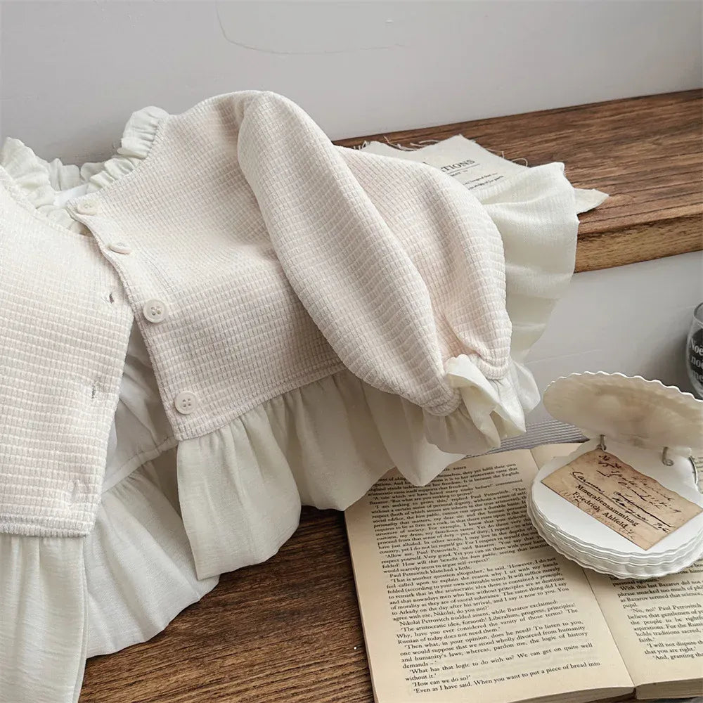 カーディガン・パーカー ベビーカーディガン チュチュペプラムドッキングガーリージャケット ベージュ【mh0007237】