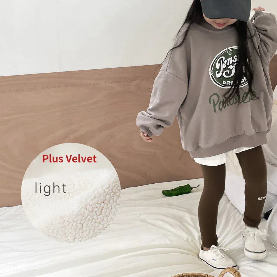 長袖セットアップ キッズトップス/パンツ ロゴプリント裏フリースビッグシルエット長袖スウェットシャツ/レターロゴプリントレギンスパンツ【mh0007252】