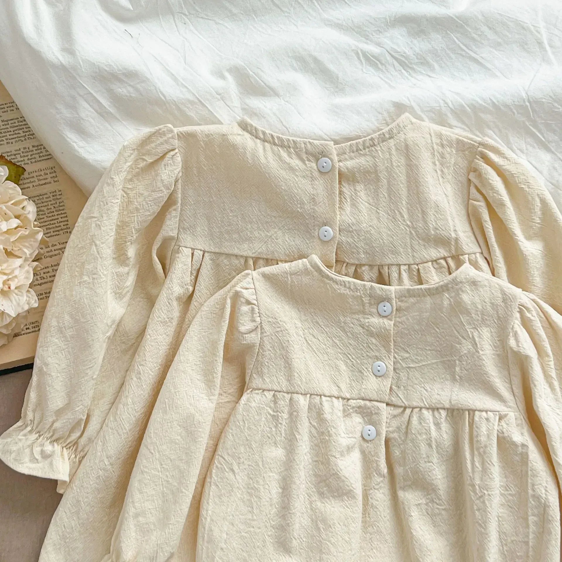 長袖ロンパース ベビーロンパース/キッズワンピース レースフラワー長袖ボディスーツ/ワンピース リンクコーデ 姉妹 お揃いコーデ【mh0007422】