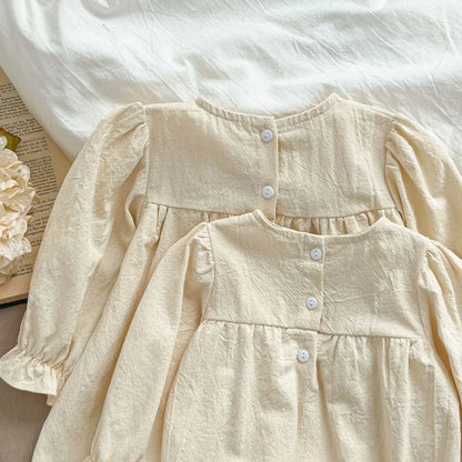 長袖ロンパース ベビーロンパース/キッズワンピース レースフラワー長袖ボディスーツ/ワンピース リンクコーデ 姉妹 お揃いコーデ【mh0007422】