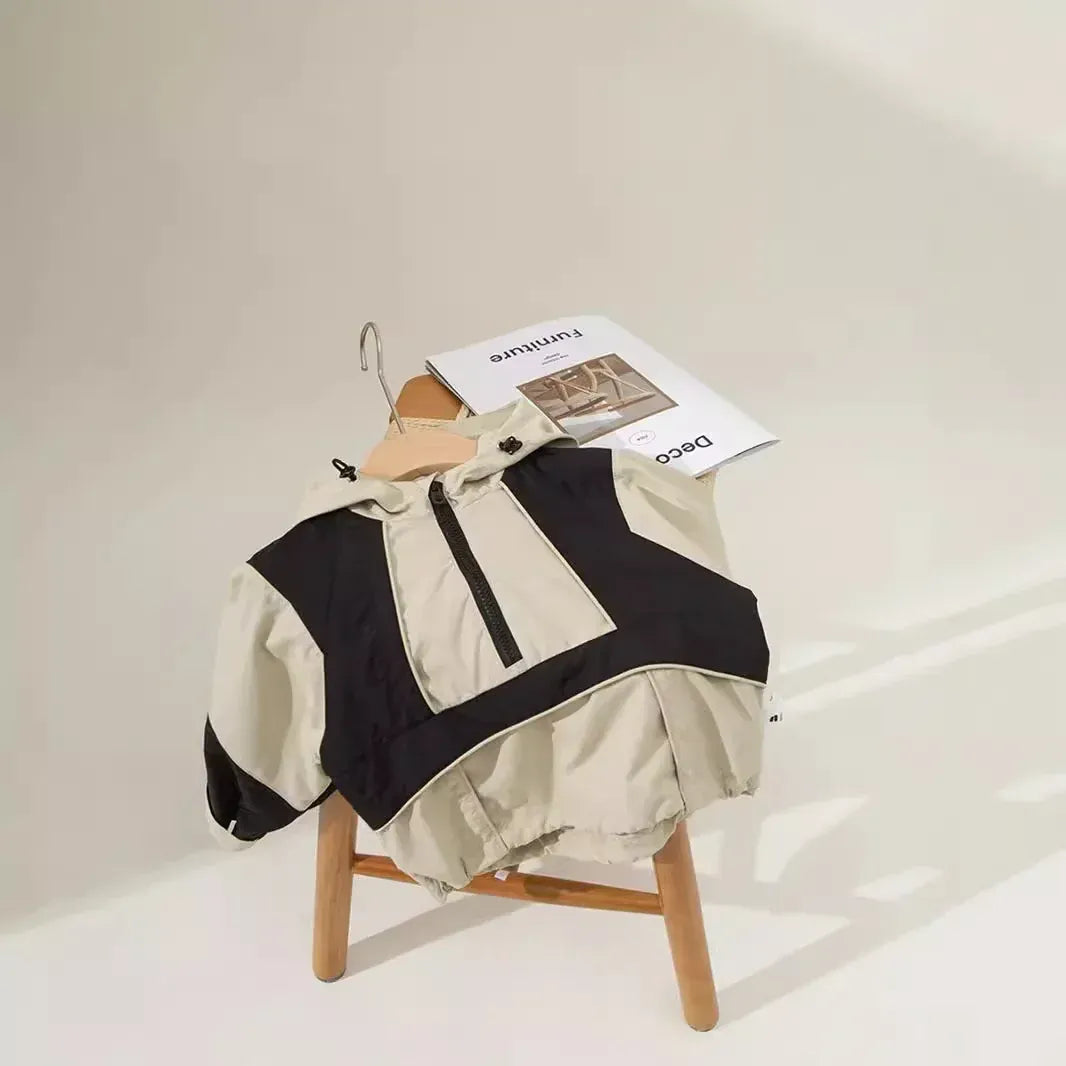 ショートコート・ジャケット・ジャンパー キッズアウター パッチワークフーディマウンテンパーカー【mh0007480】