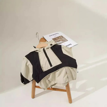 ショートコート・ジャケット・ジャンパー キッズアウター パッチワークフーディマウンテンパーカー【mh0007480】