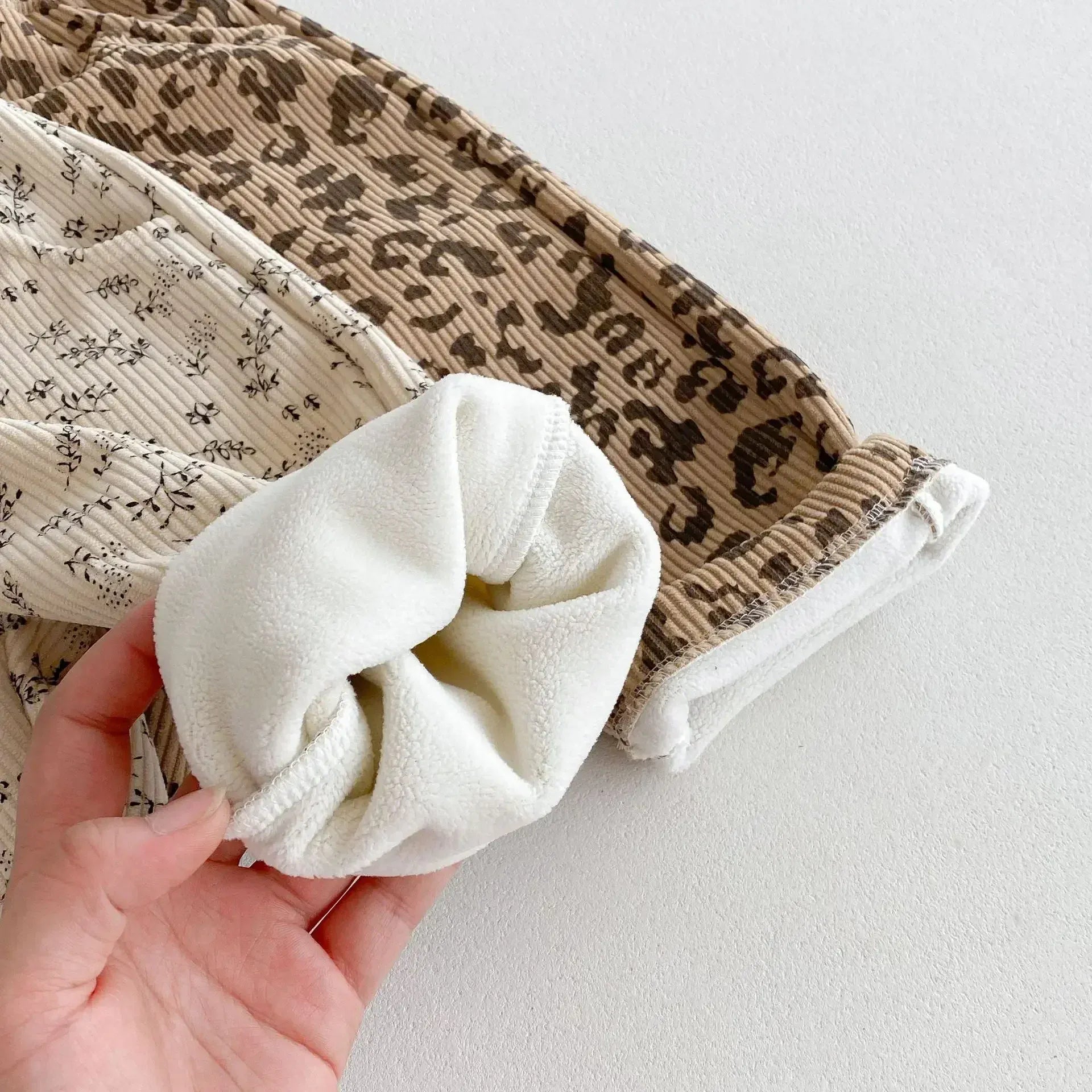 ロングパンツ・スウェットパンツ キッズパンツ レオパードヒョウ柄/フラワー花柄プリント裏フリースロングパンツ【mh0007502】