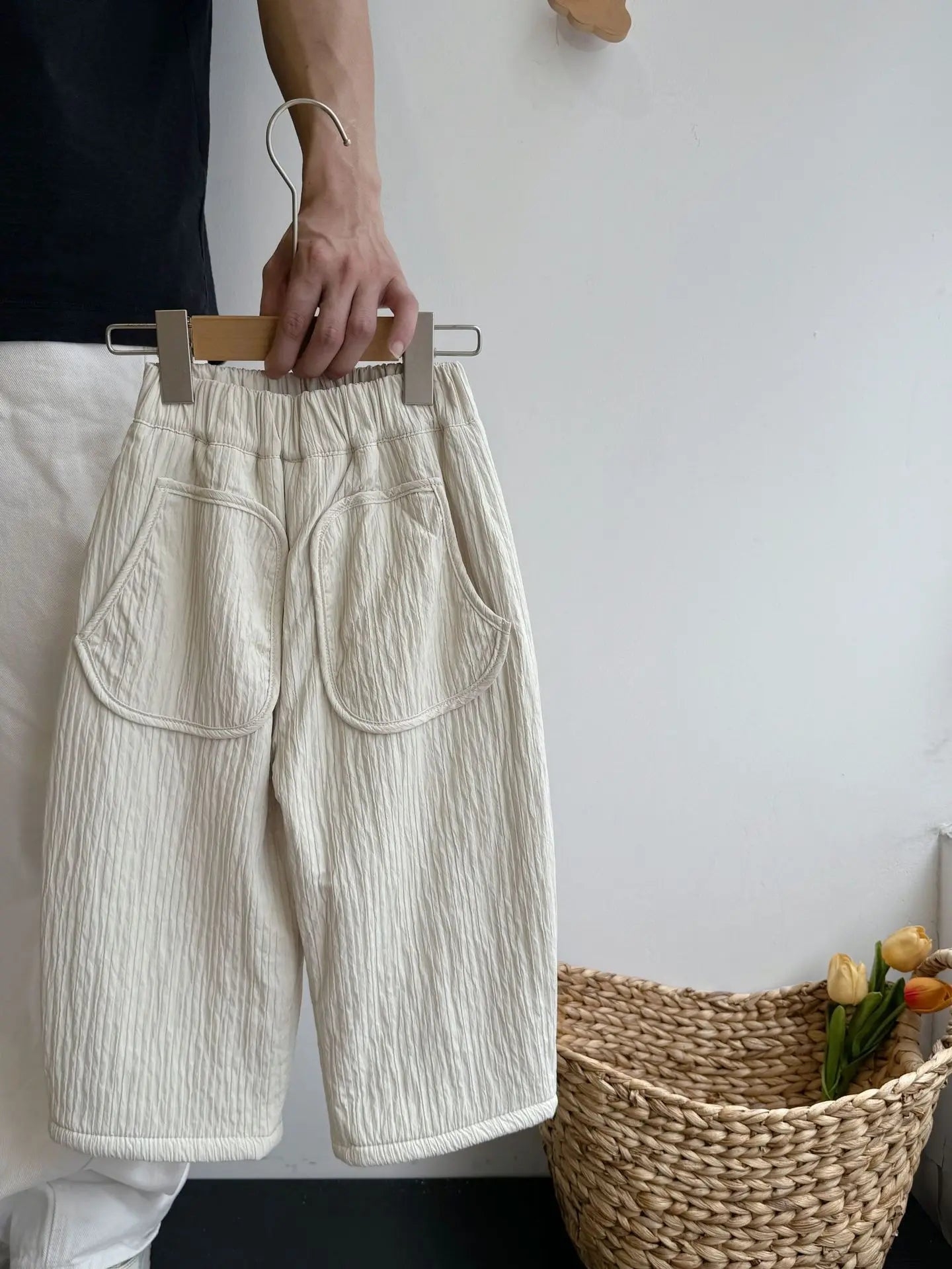 ショートコート・ジャケット・ジャンパー キッズアウター/パンツ キルティング裏ボアフリースフラワーパッチワークノーカラージャケットコート/ロングルーズパンツ【mh0007533】