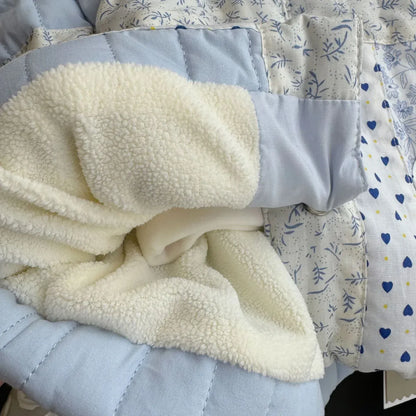 ショートコート・ジャケット・ジャンパー キッズアウター/パンツ キルティング裏ボアフリースフラワーパッチワークノーカラージャケットコート/ロングルーズパンツ【mh0007533】