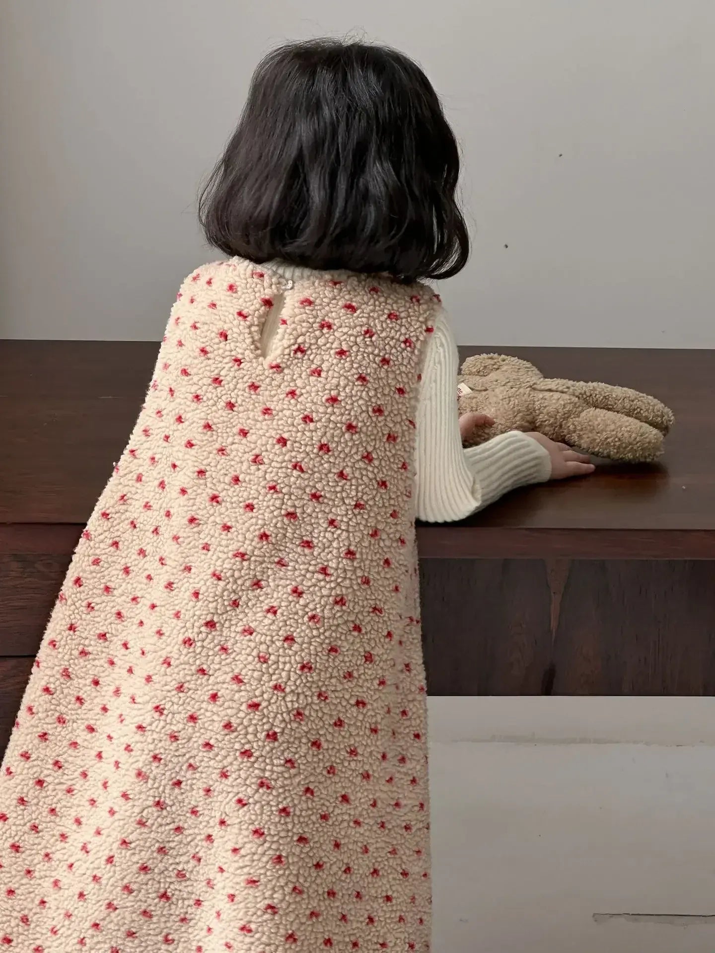 ノースリーブワンピース キッズワンピース 水玉ドットボアフリースノースリーブルーズワンピース【mh0007575】