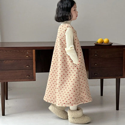 ノースリーブワンピース キッズワンピース 水玉ドットボアフリースノースリーブルーズワンピース【mh0007575】