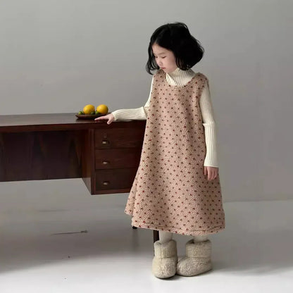 ノースリーブワンピース キッズワンピース 水玉ドットボアフリースノースリーブルーズワンピース【mh0007575】