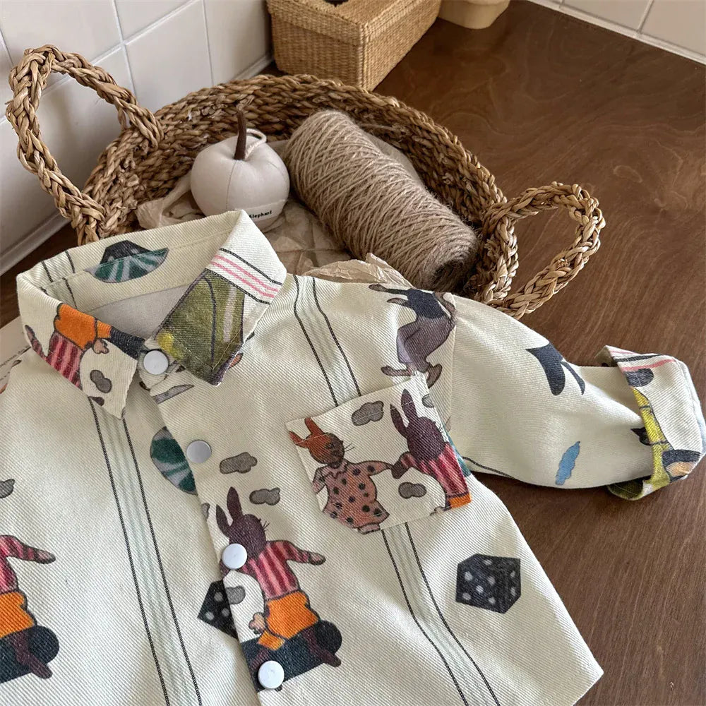 長袖シャツ・ブラウス キッズトップス グラフィティお絵描きプリント長袖シャツ【mh0007602】