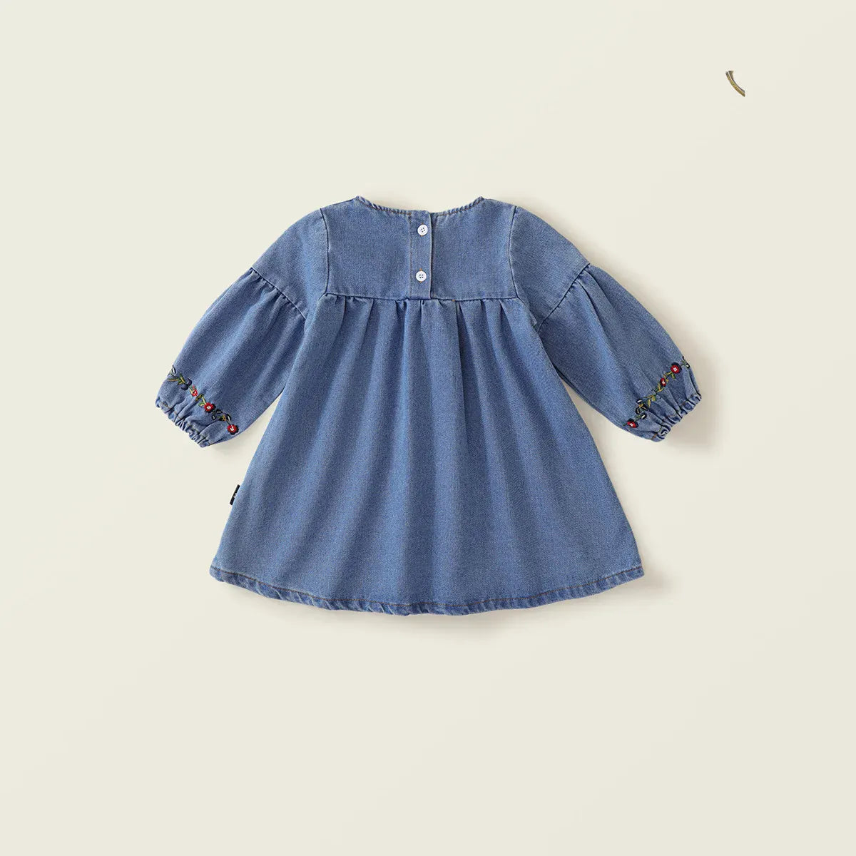 長袖ワンピース キッズワンピース フラワー刺繍デニム長袖ワンピース【mh0007614】