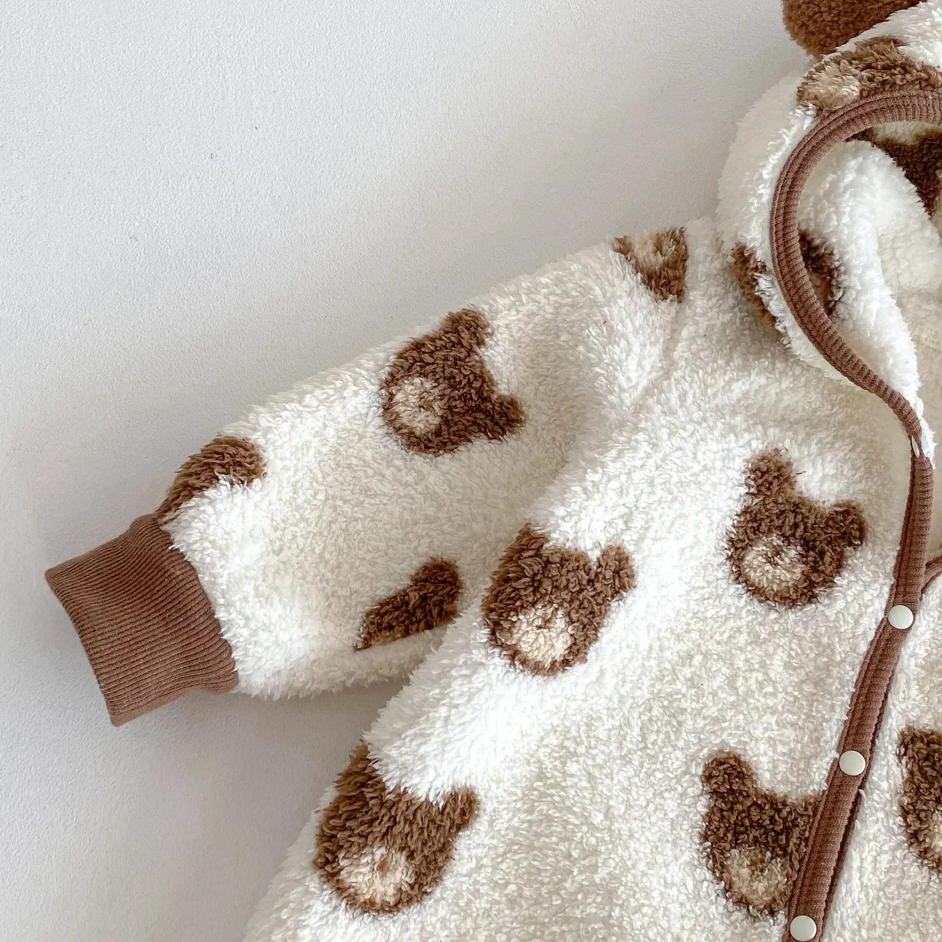 アウタージャンプスーツ ベビーアウタージャンプスーツ ベアくまボアフリース耳付きフーディ長袖ロンパース【mh0007615】