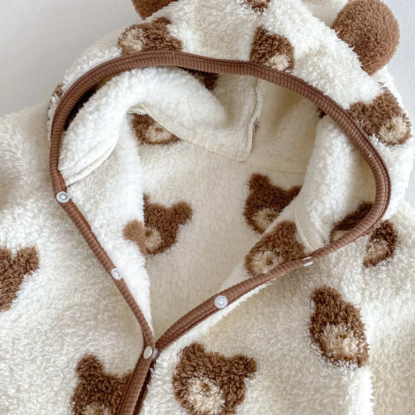 アウタージャンプスーツ ベビーアウタージャンプスーツ ベアくまボアフリース耳付きフーディ長袖ロンパース【mh0007615】