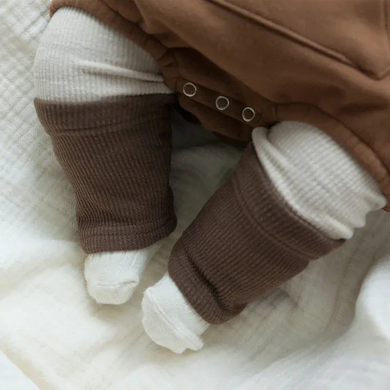 長袖ロンパース ベビーロンパース くま耳フーディフリースポケット付き長袖ボディスーツ【mh0007627】