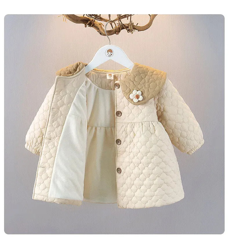 ショートコート・ジャケット・ジャンパー ベビーキッズアウター フラワー裏フリースキルティングコート【mh0007665】