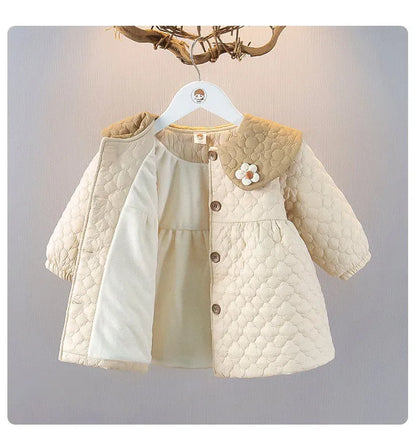 ショートコート・ジャケット・ジャンパー ベビーキッズアウター フラワー裏フリースキルティングコート【mh0007665】