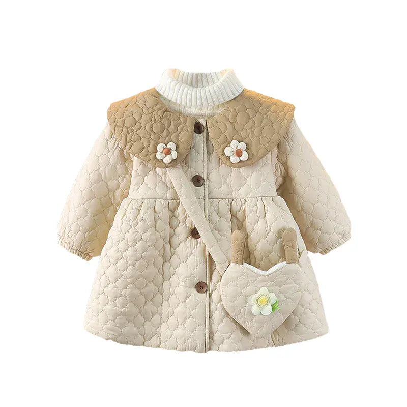 ショートコート・ジャケット・ジャンパー ベビーキッズアウター フラワー裏フリースキルティングコート【mh0007665】