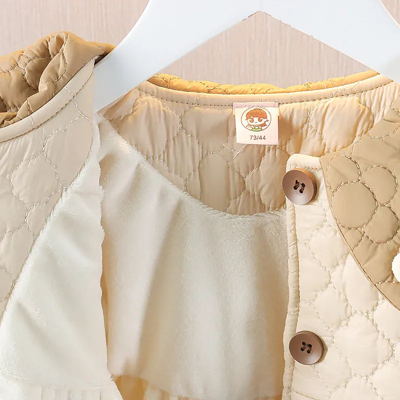 ショートコート・ジャケット・ジャンパー ベビーキッズアウター フラワー裏フリースキルティングコート【mh0007665】